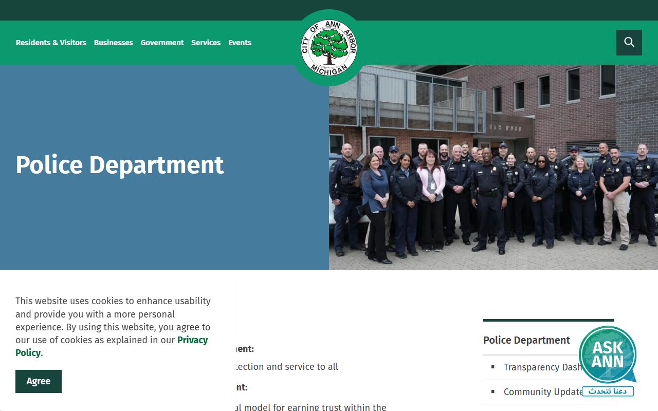 Ann Arbor Police Department website for Ann Arbor jail roster information
