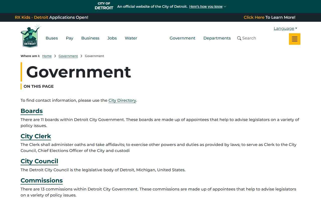 Detroit Police Department website for Detroit jail roster information