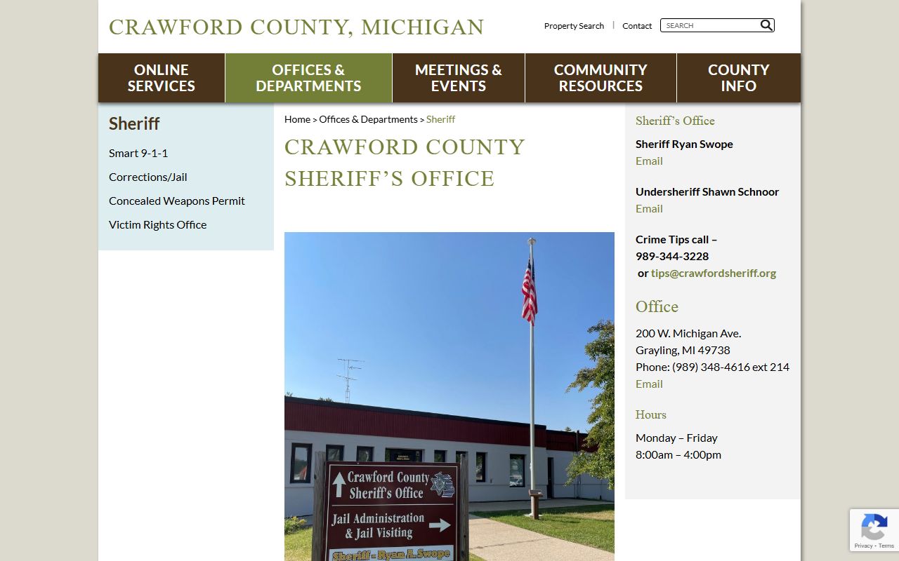 Crawford County Sheriff website for jail roster information
