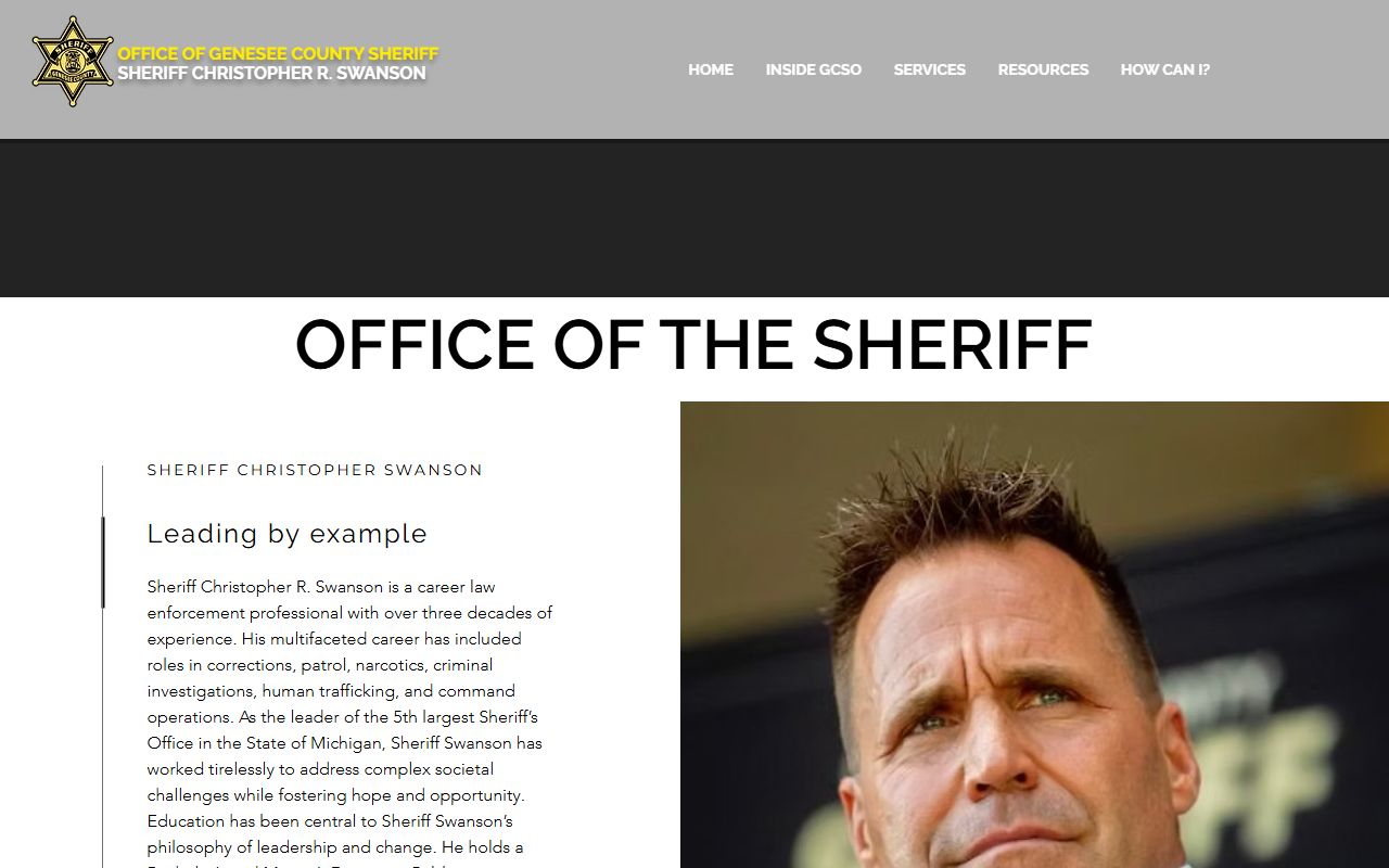 Genesee County Sheriff website for jail roster searches in Flint Michigan