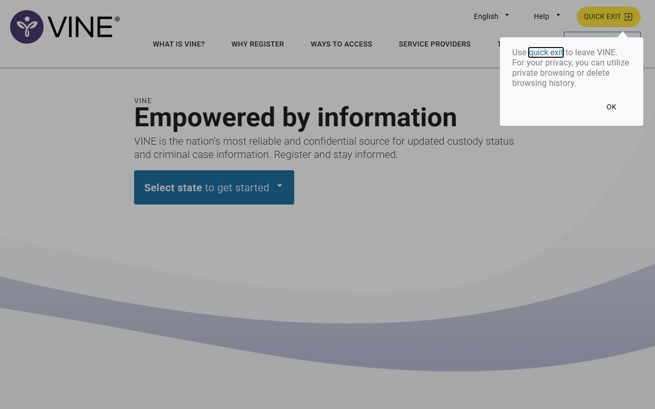 VINELink homepage for searching Barry County Michigan jail roster